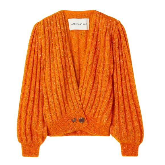 Andersson Bell Sweaters - Andersson Bell Ribbed Orange Connelly Cardigan